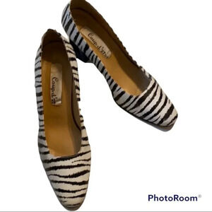 coup d’ etat Zebra Stripe Open Heel Spain Pump 7.5